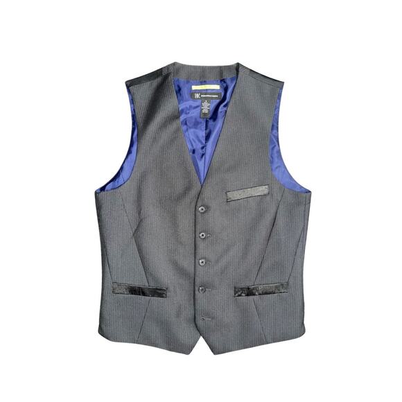 INC International Concepts Vest Men's Slim Fit Black Pinstripe Career wedding - Picture 1 of 4